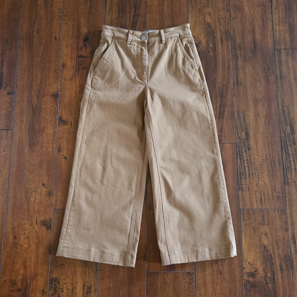 Everlane Wide Leg Crop Pant High Rise Stretch Cotton Women's Ochre Brown Size 2 - Picture 3 of 8